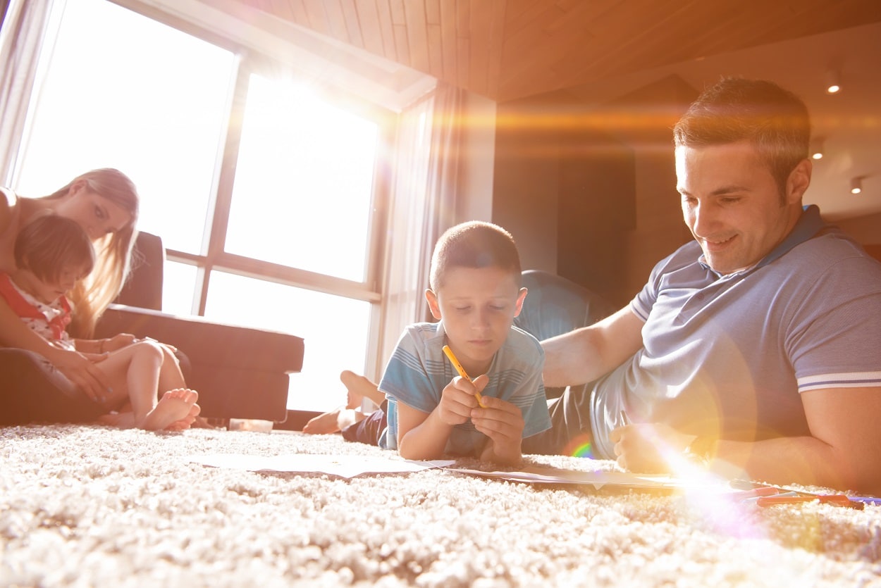 young couple spending time with kids