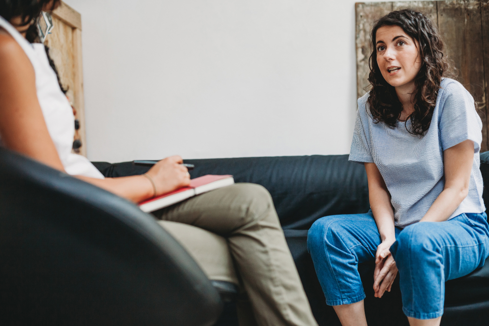 Psychotherapy,Session,,Woman,Talking,To,His,Psychologist,In,The,Studio